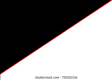 Black and white are separated by a red strip. Vector illustration .