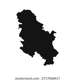 Black and White Serbia Simple Map