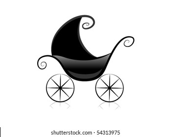 Schwarz-Weiß-Serie: Pram - Vektorgrafik