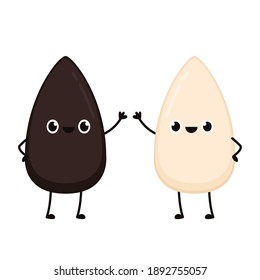 Black and white sesame seed character. Sesame seed on white background.