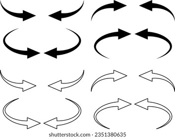 Black and white set of arrows that curve from far to near