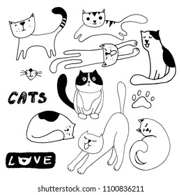black and white set of cat