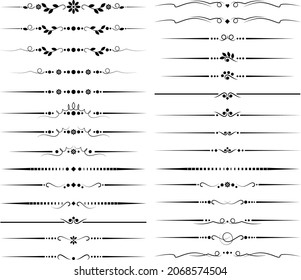 black and white set of delimiters for text, dividers