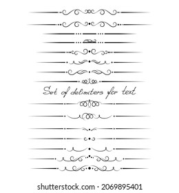 black and white set of delimiters for text, dividers