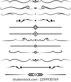 conjunto en blanco y negro de delimitadores para texto, divisores