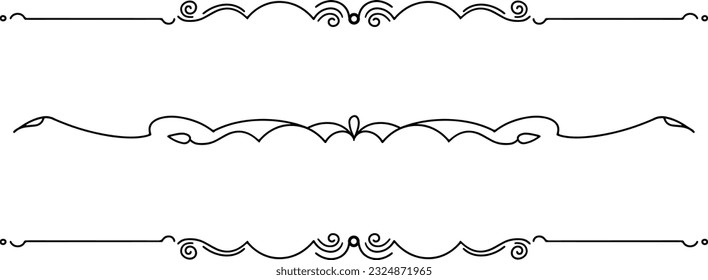black and white set of delimiters for text, dividers