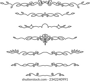 black and white set of delimiters for text, dividers