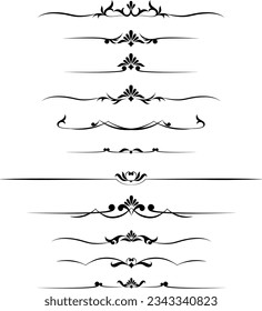 black and white set of delimiters for text, dividers