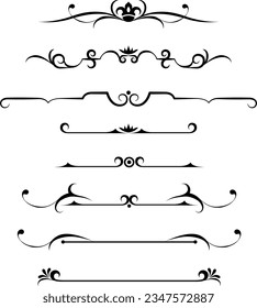 black and white set of delimiters for text, dividers