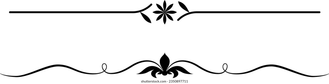 black and white set of delimiters for text, dividers