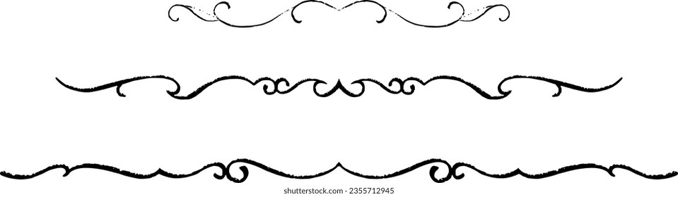 black and white set of delimiters for text, dividers