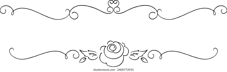 black and white set of delimiters for text, dividers