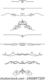 black and white set of delimiters for text, dividers