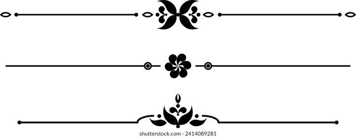 conjunto en blanco y negro de delimitadores para texto, divisores