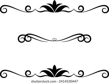 black and white set of delimiters for text, dividers