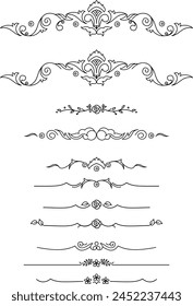 black and white set of delimiters for text, dividers