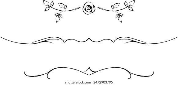 black and white set of delimiters for text, dividers