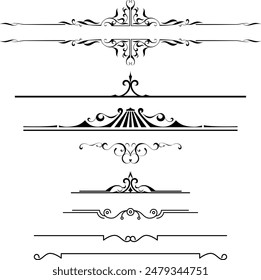 black and white set of delimiters for text, dividers