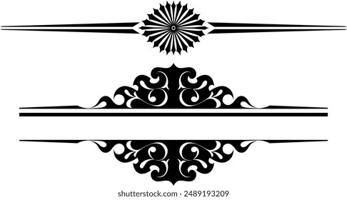 black and white set of delimiters for text, dividers