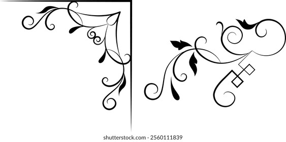 black and white set of delimiters for text, dividers