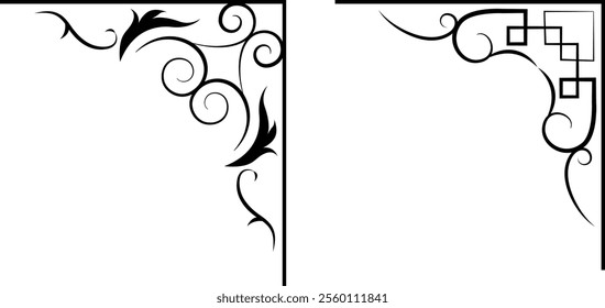 black and white set of delimiters for text, dividers