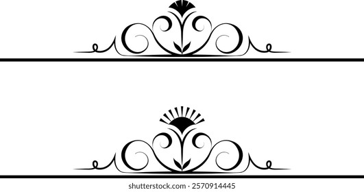 black and white set of delimiters for text, dividers