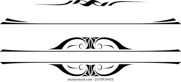 black and white set of delimiters for text, dividers