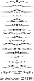 black and white set of delimiters for text, dividers