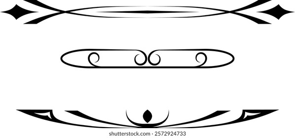 black and white set of delimiters for text, dividers