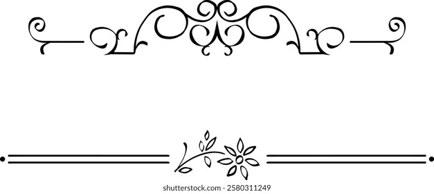 black and white set of delimiters for text, dividers