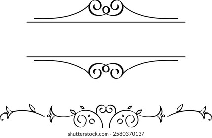black and white set of delimiters for text, dividers