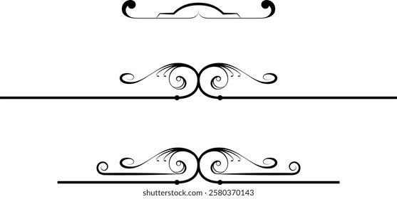 black and white set of delimiters for text, dividers