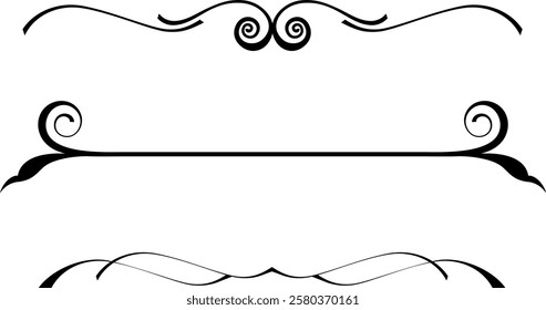 black and white set of delimiters for text, dividers