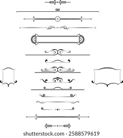 black and white set of delimiters for text, dividers