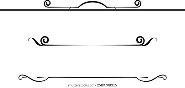 black and white set of delimiters for text, dividers