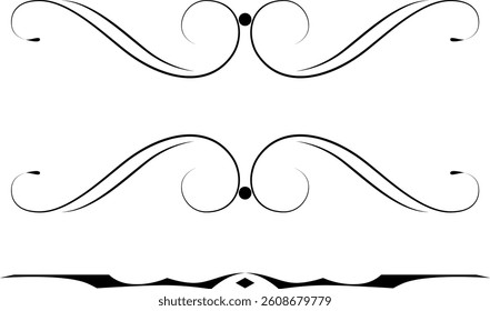 black and white set of delimiters for text, dividers