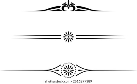 black and white set of delimiters for text, dividers
