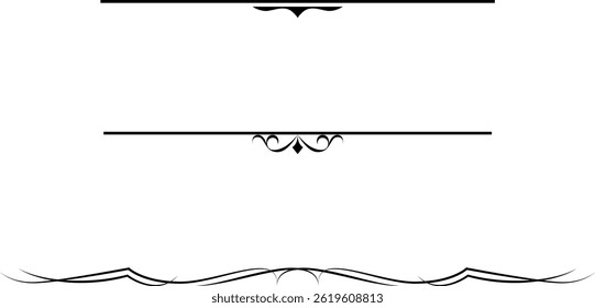 black and white set of delimiters for text, dividers