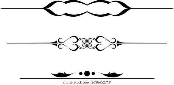 black and white set of delimiters for text, dividers