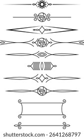 black and white set of delimiters for text, dividers