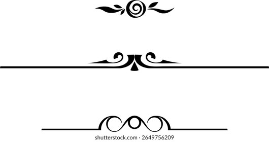 black and white set of delimiters for text, dividers