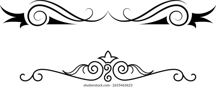 black and white set of delimiters for text, dividers