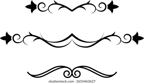 Conjunto de delimitadores en blanco y negro para texto, divisores