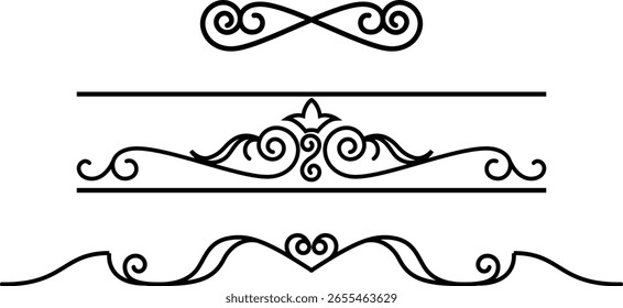 Conjunto de delimitadores en blanco y negro para texto, divisores