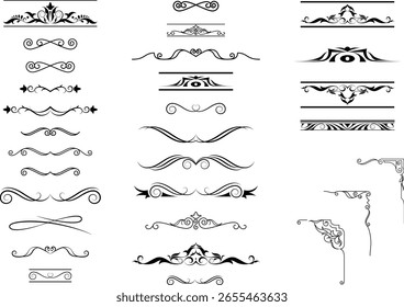 Conjunto de delimitadores en blanco y negro para texto, divisores