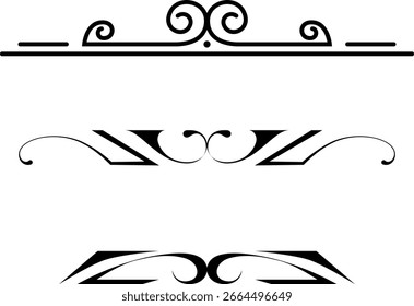black and white set of delimiters for text, dividers