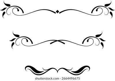 Conjunto de delimitadores en blanco y negro para texto, divisores