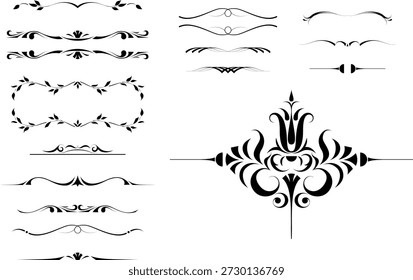 Conjunto de delimitadores en blanco y negro para texto, divisores