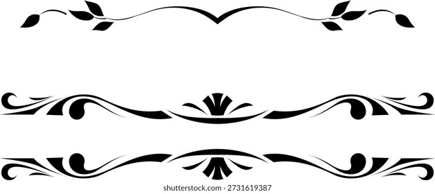 Conjunto blanco y negro de delimitadores para texto, divisores