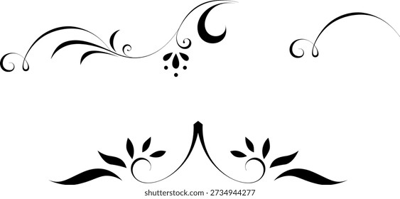 Conjunto blanco y negro de delimitadores para texto, divisores